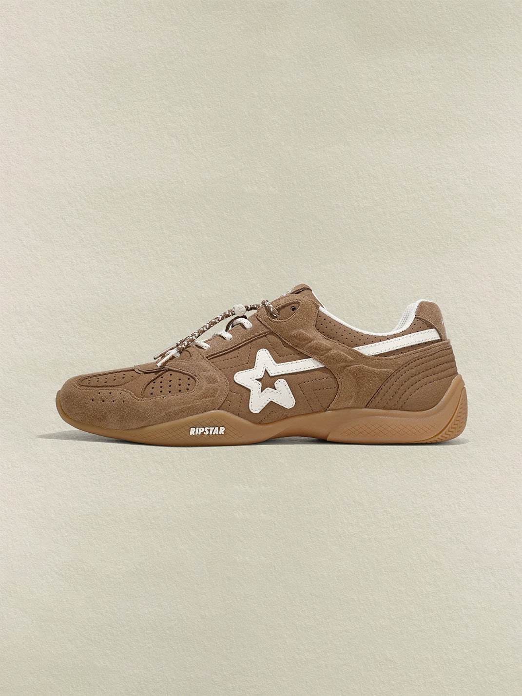 Mocha Suede Star-Panel Retro Trainers - View 9