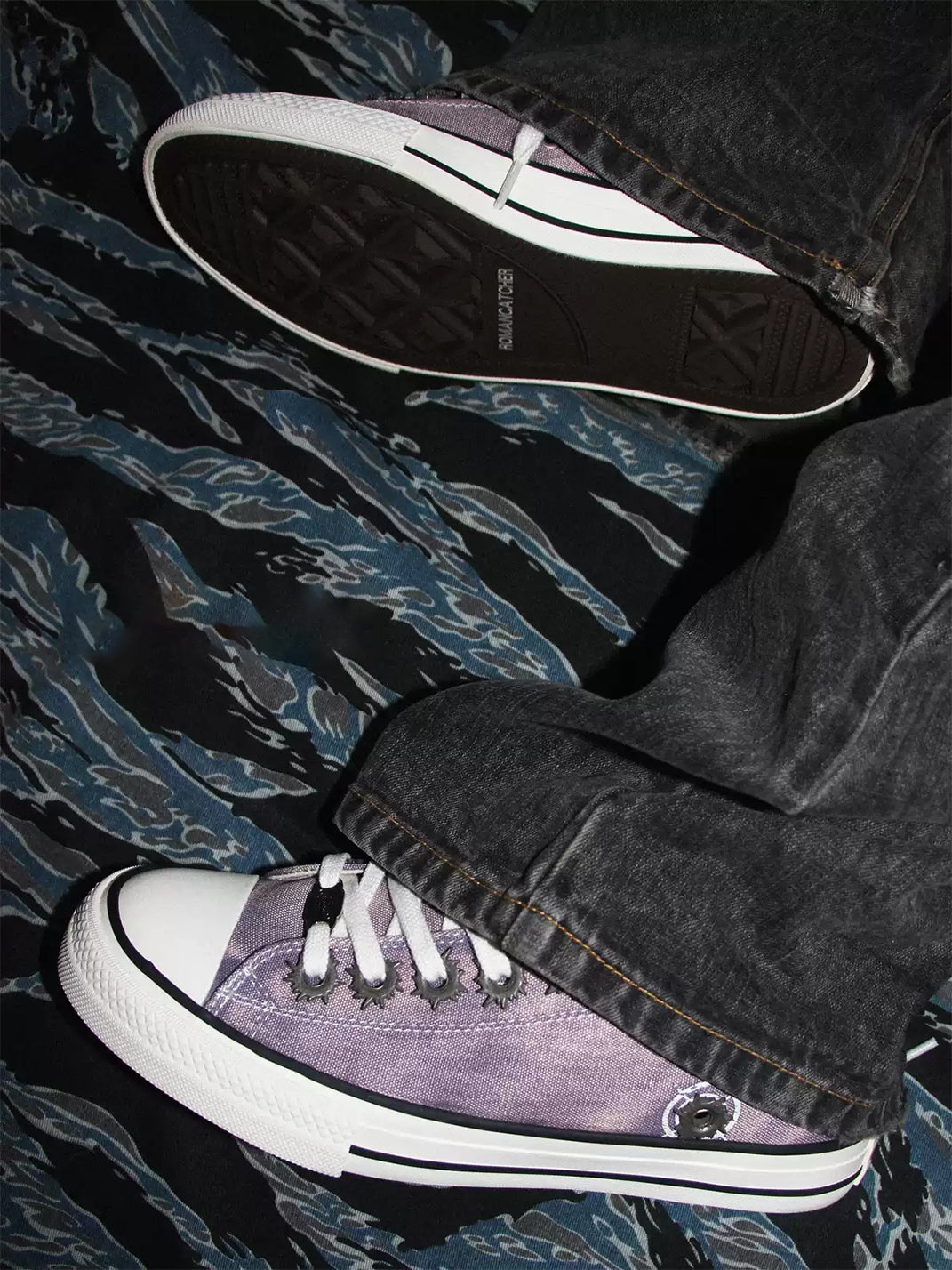Purple Distressed Low-Top Skate Sneakers - View 2
