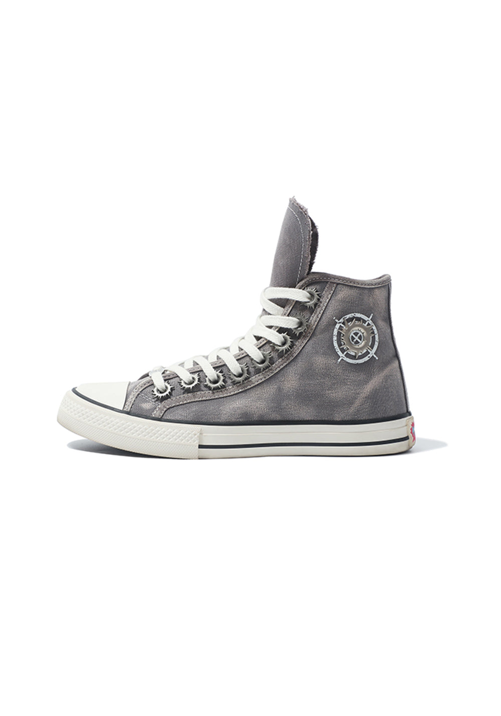 Distressed Denim High-Top Canvas Sneakers - View 2