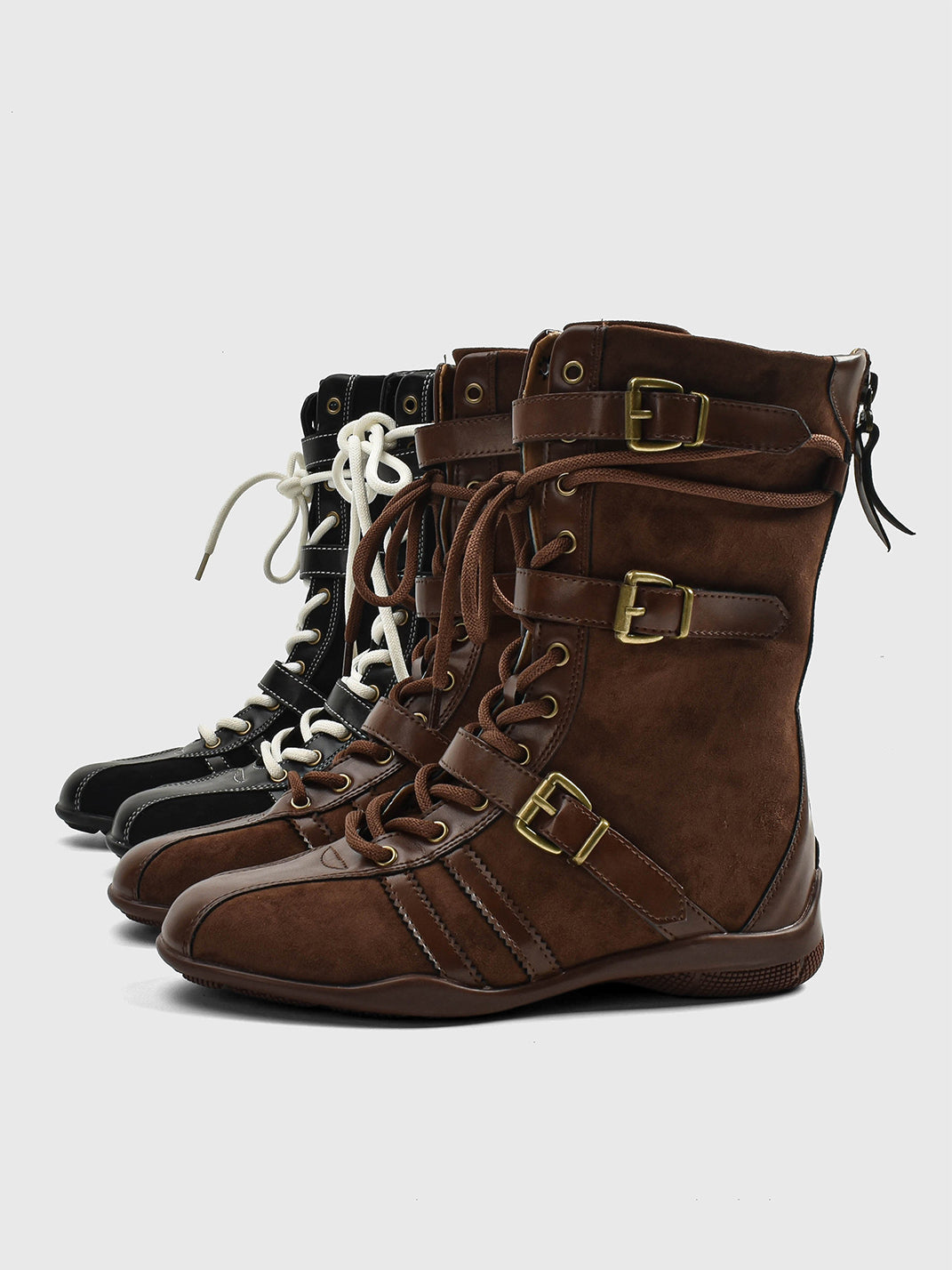 Buckle-Strap Suede Calf Boots - View 10