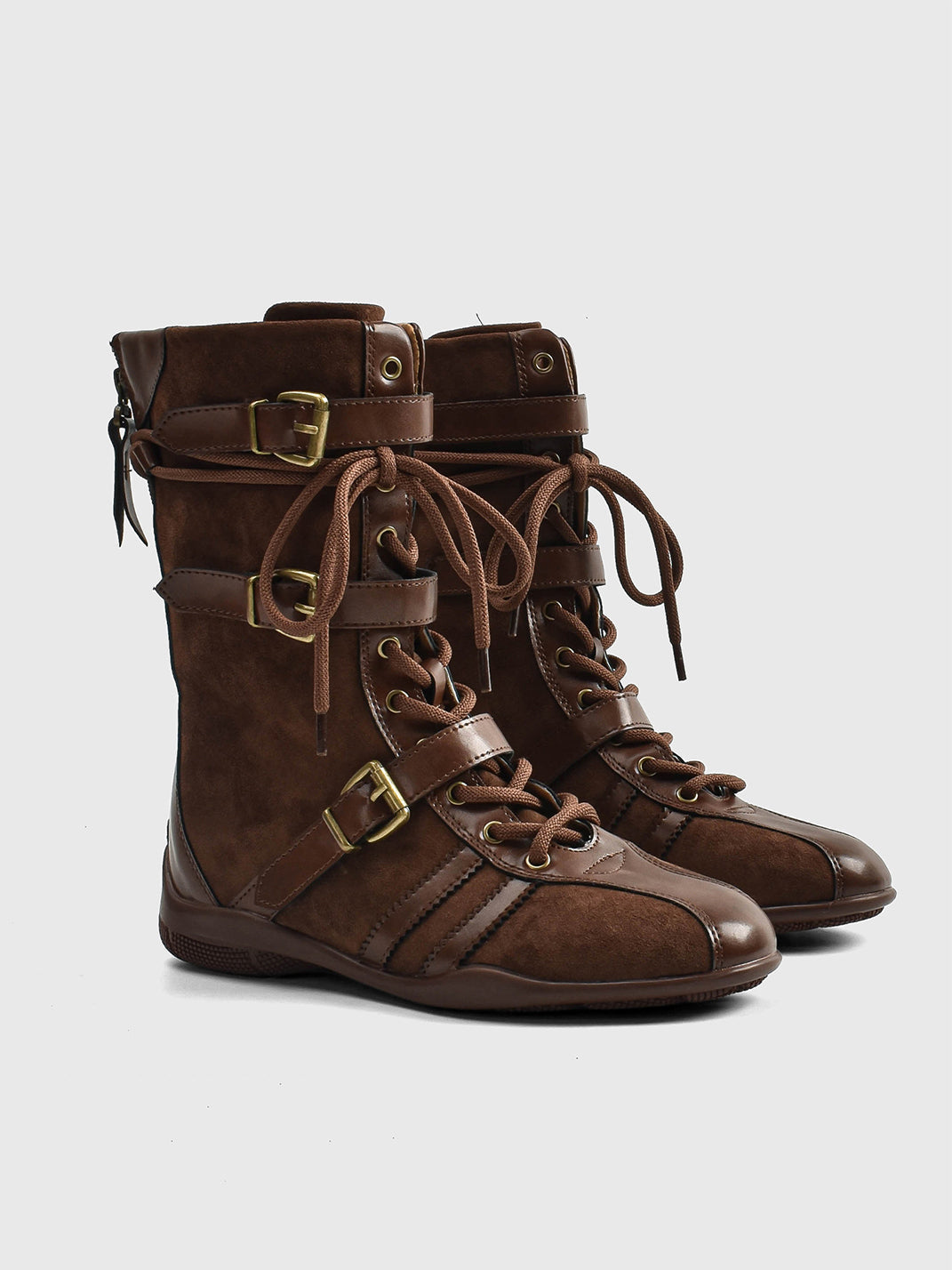Buckle-Strap Suede Calf Boots - View 5