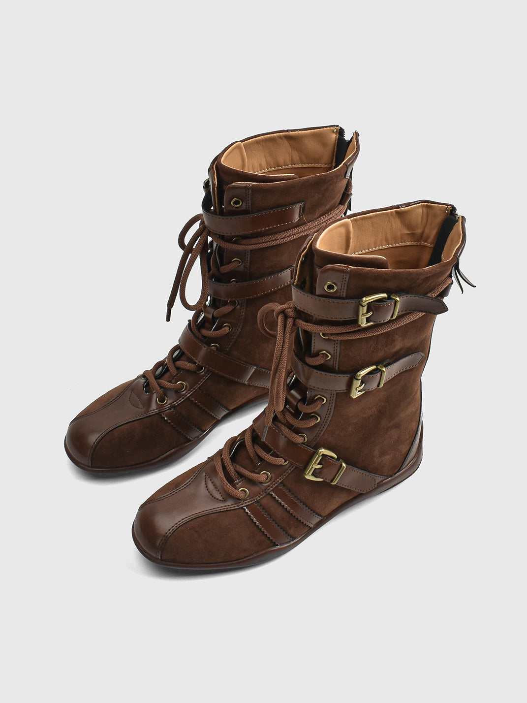 Buckle-Strap Suede Calf Boots - View 6