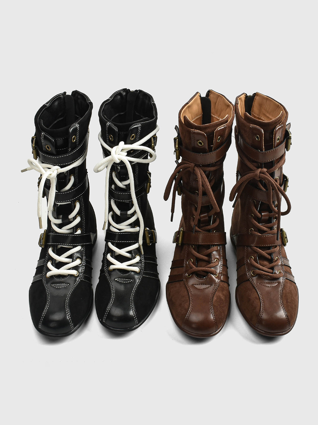 Buckle-Strap Suede Calf Boots - View 9