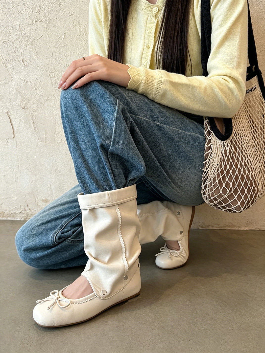 Convertible Bow-Wrap Slouchy Sandal Boots - View 12