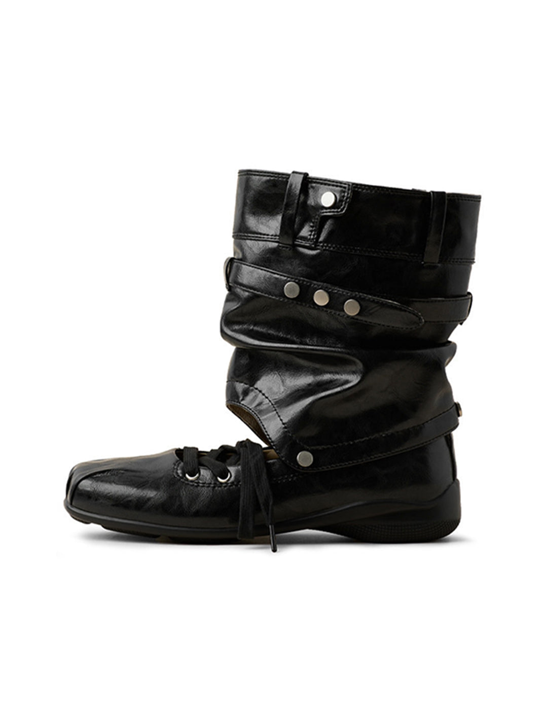 Bow-Trim Cutout Square-Toe Utility Boots