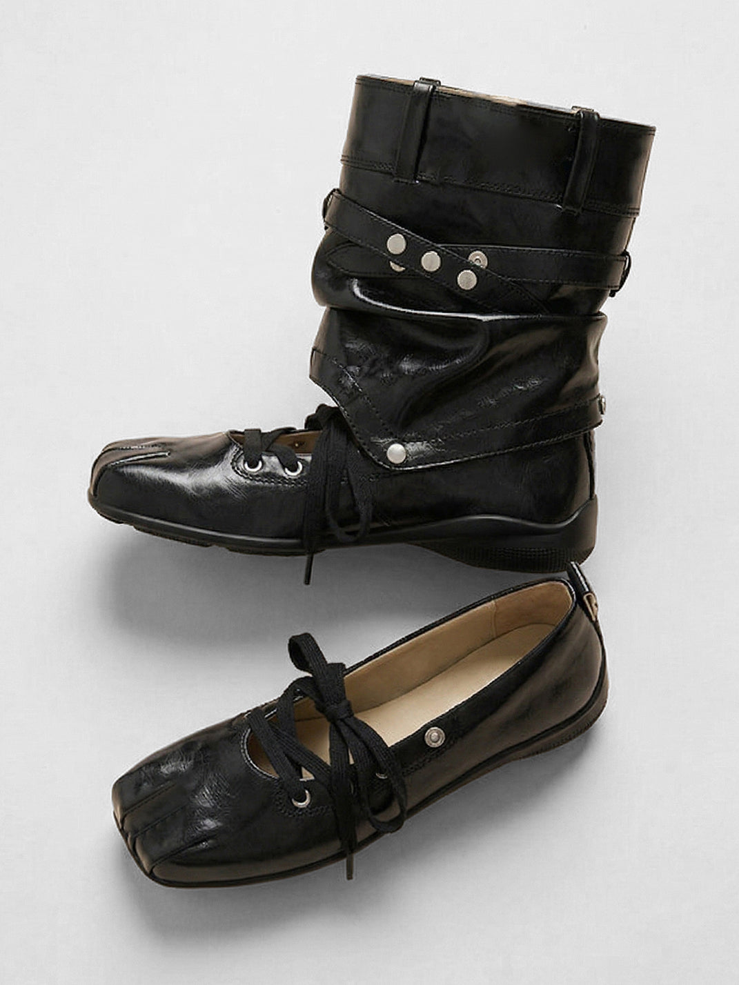 Bow-Trim Cutout Square-Toe Utility Boots - View 6