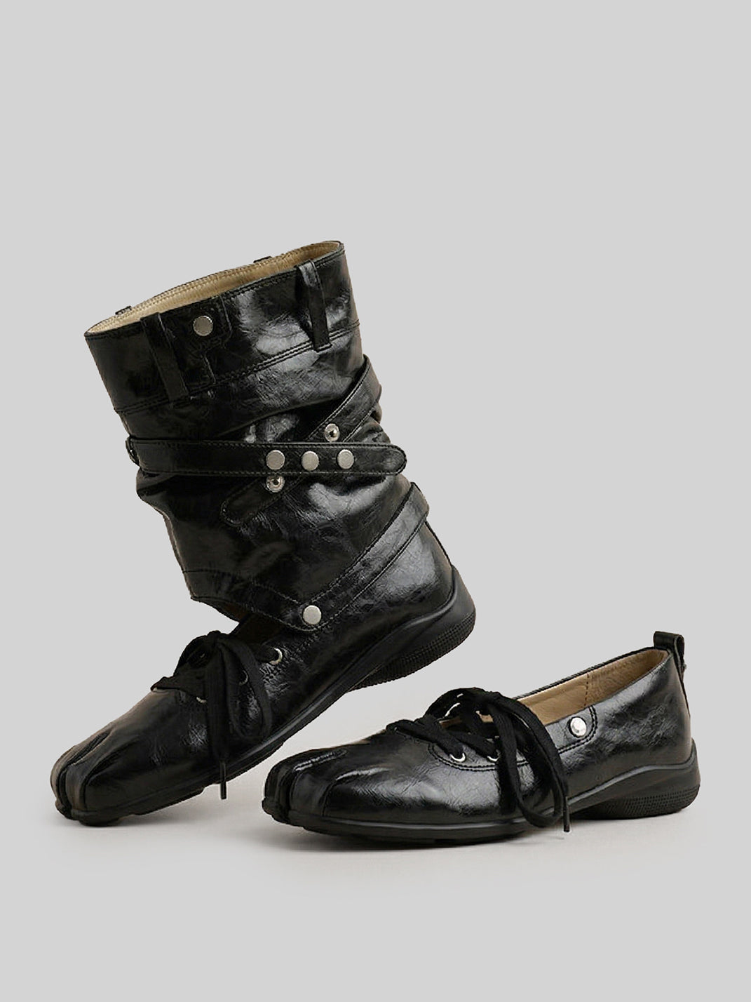 Bow-Trim Cutout Square-Toe Utility Boots - View 8