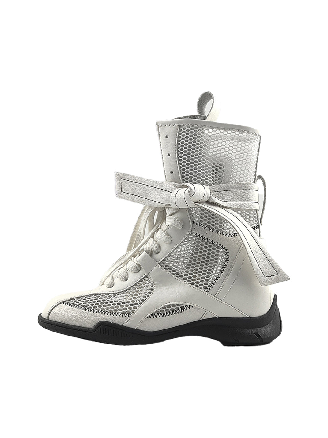Bow-Lace Mesh Mid-Calf Sport Boots