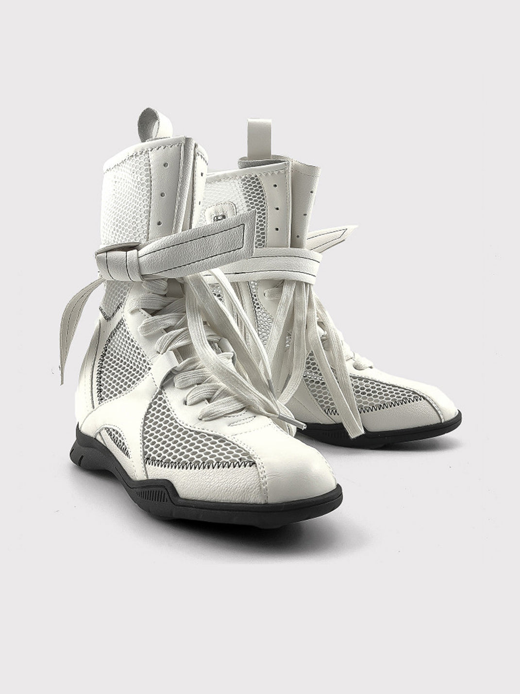 Bow-Lace Mesh Mid-Calf Sport Boots - View 6