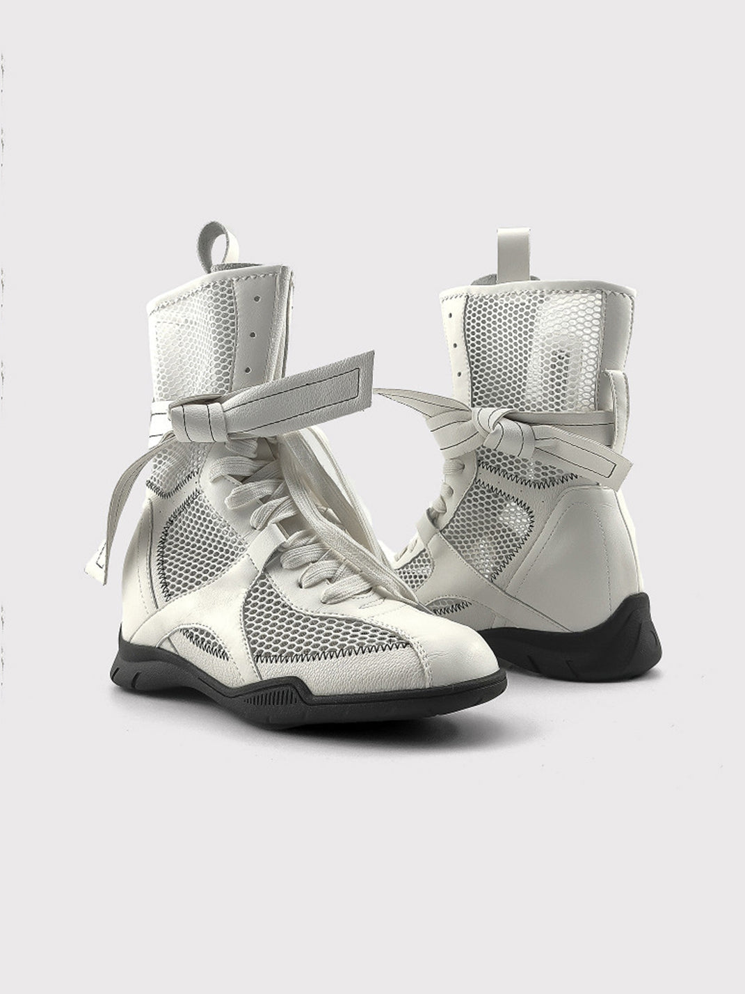 Bow-Lace Mesh Mid-Calf Sport Boots - View 7