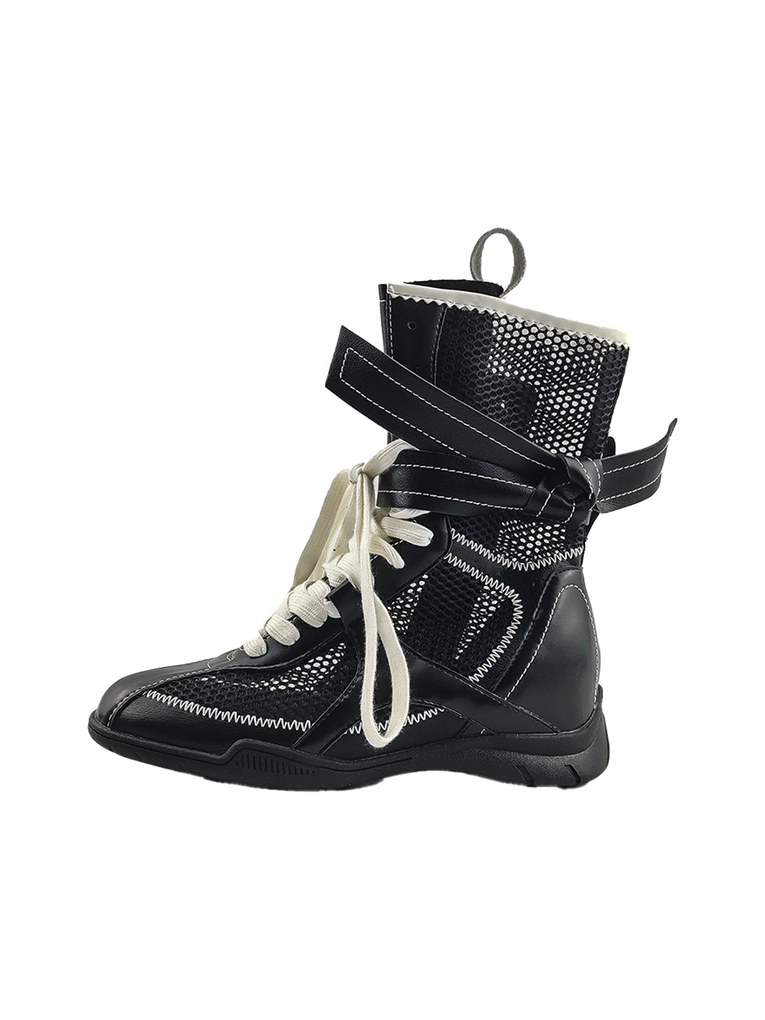 Bow-Lace Mesh Mid-Calf Sport Boots - View 11