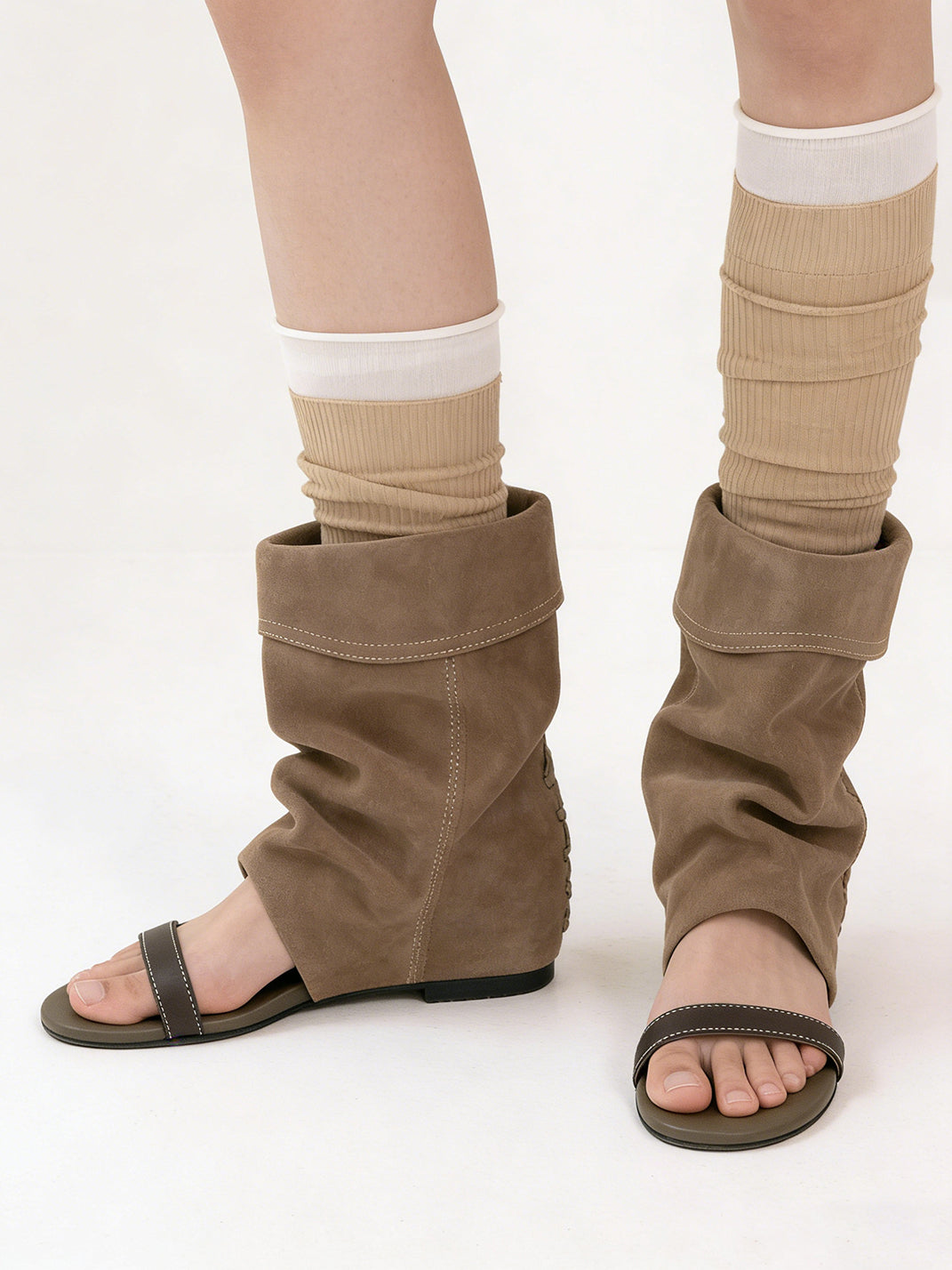 Open-Toe Slouchy Hidden-Wedge Sandal Boots - View 11