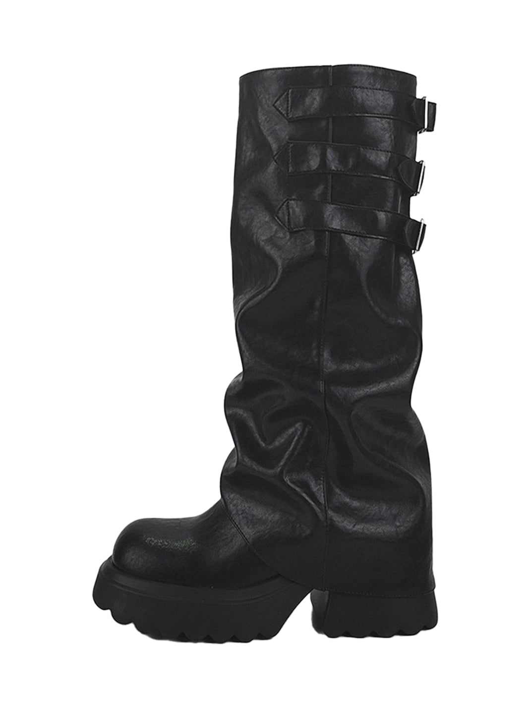 Ruched-Shaft Chunky Platform Boots