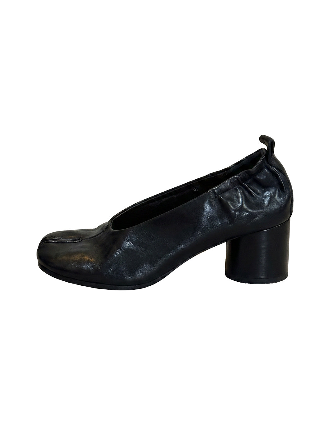 Tabi-Toe Leather Block-Heel Pumps