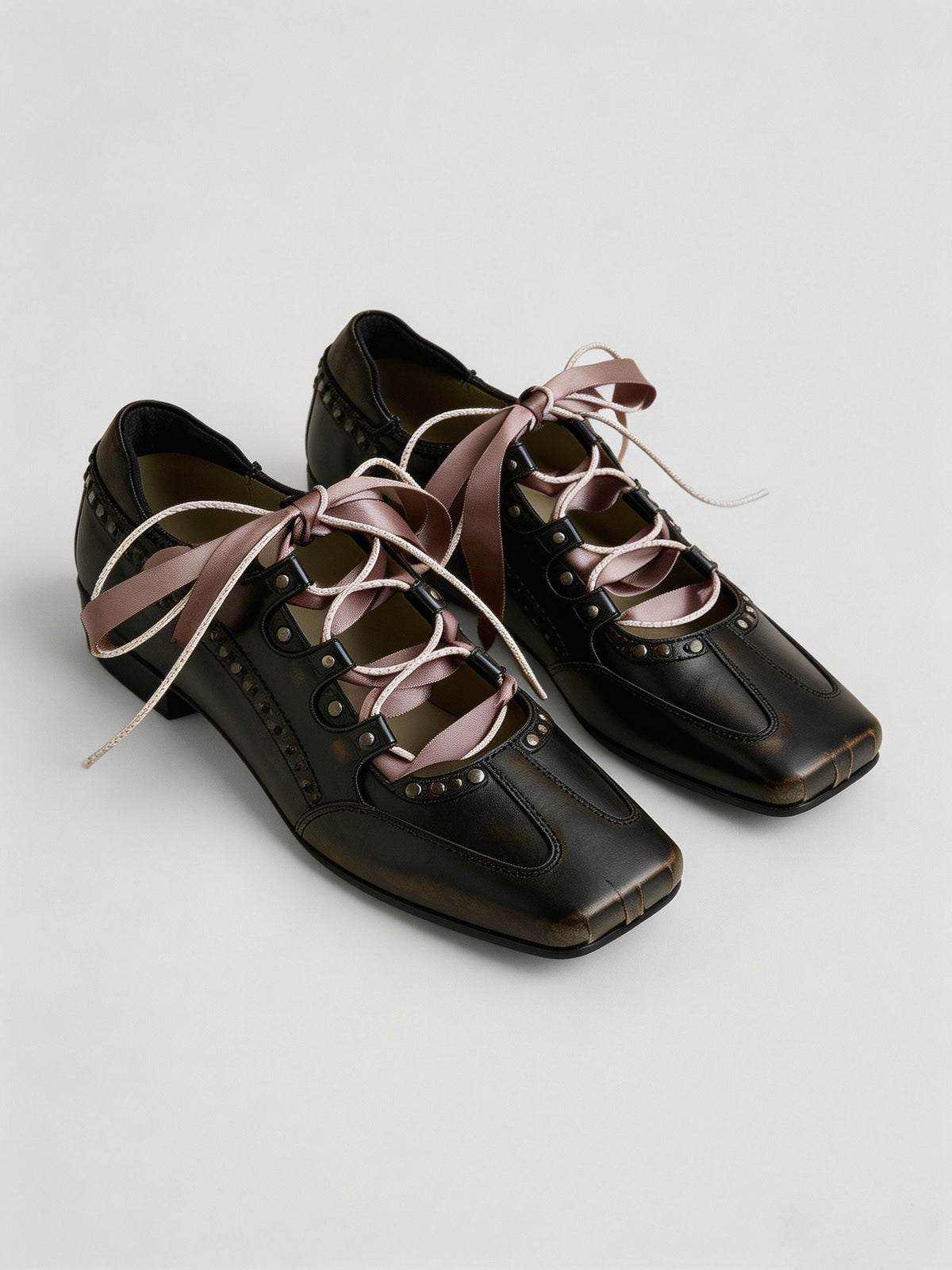 Ribbon-Wrapped Square-Front Trainer Flats - View 10