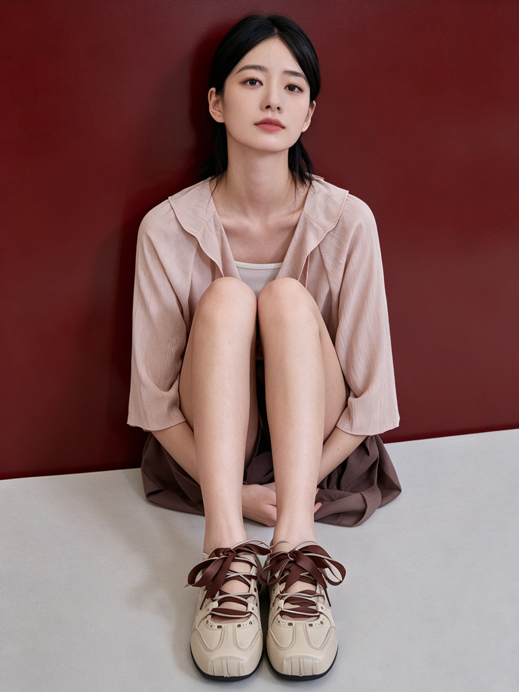 Ribbon-Wrapped Square-Front Trainer Flats - View 13