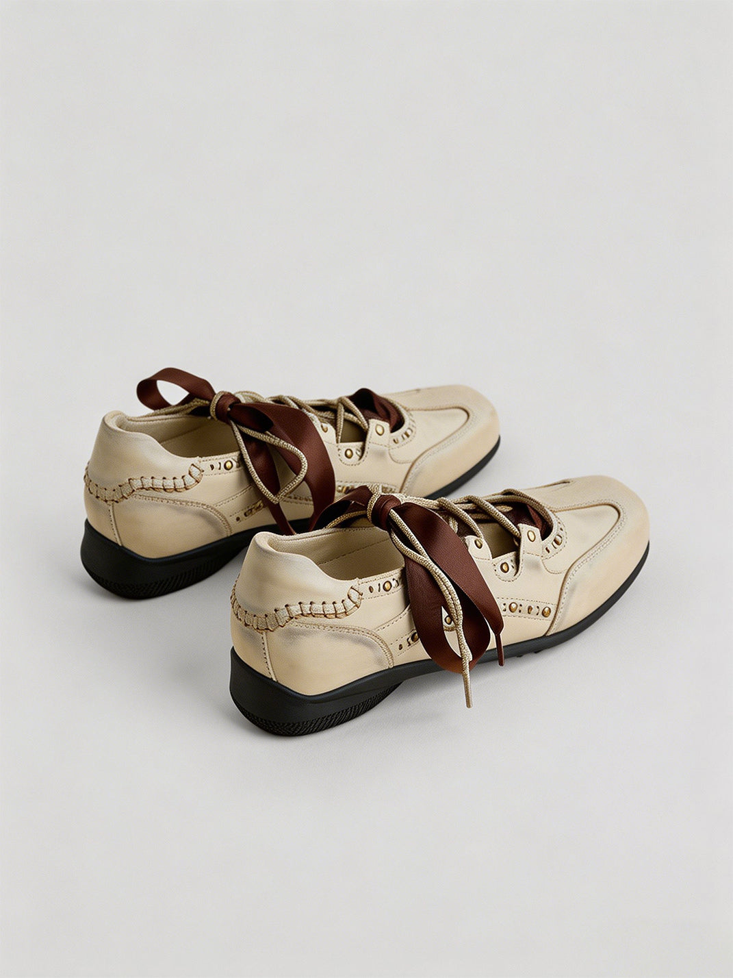 Ribbon-Wrapped Square-Front Trainer Flats - View 15