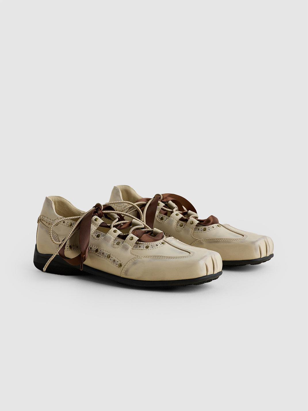 Ribbon-Wrapped Square-Front Trainer Flats - View 17