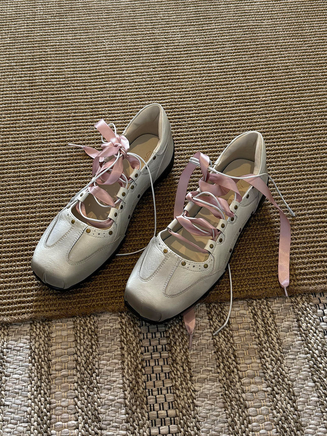 Ribbon-Wrapped Square-Front Trainer Flats - View 20