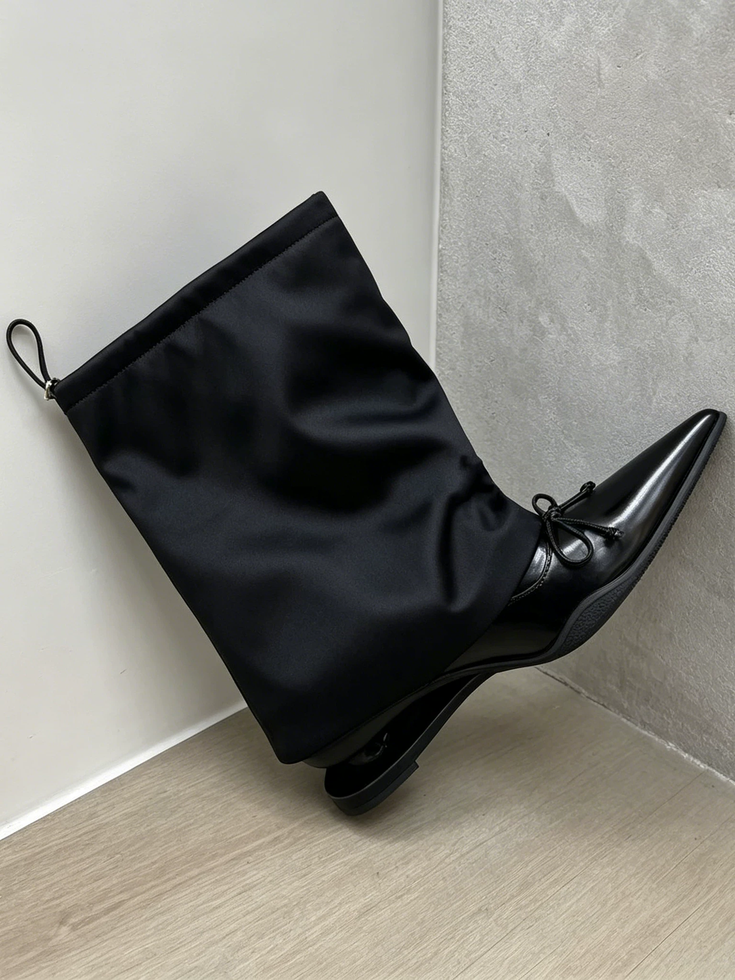 Satin-Shaft Pointed-Toe Mid-Calf Boots - View 13