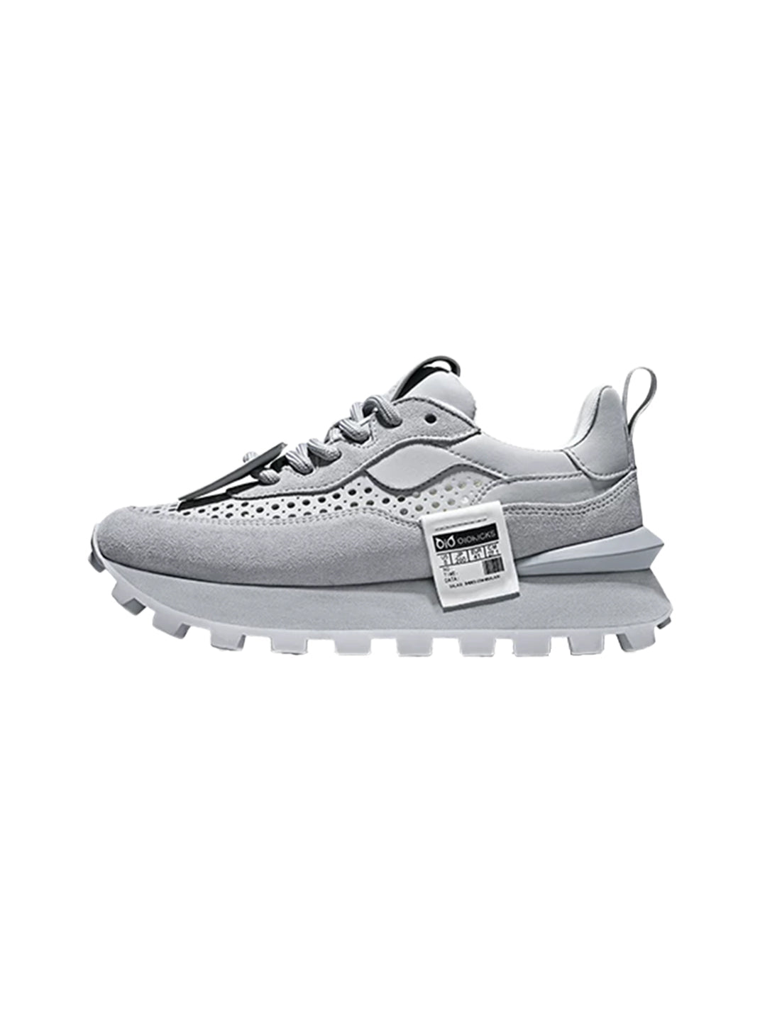 Perforated Leather Platform Casual Shoes