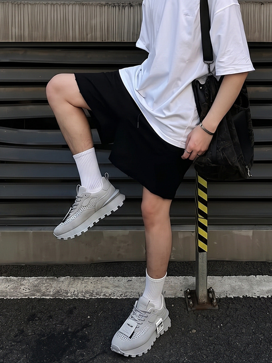 Perforated Leather Platform Casual Shoes - View 2