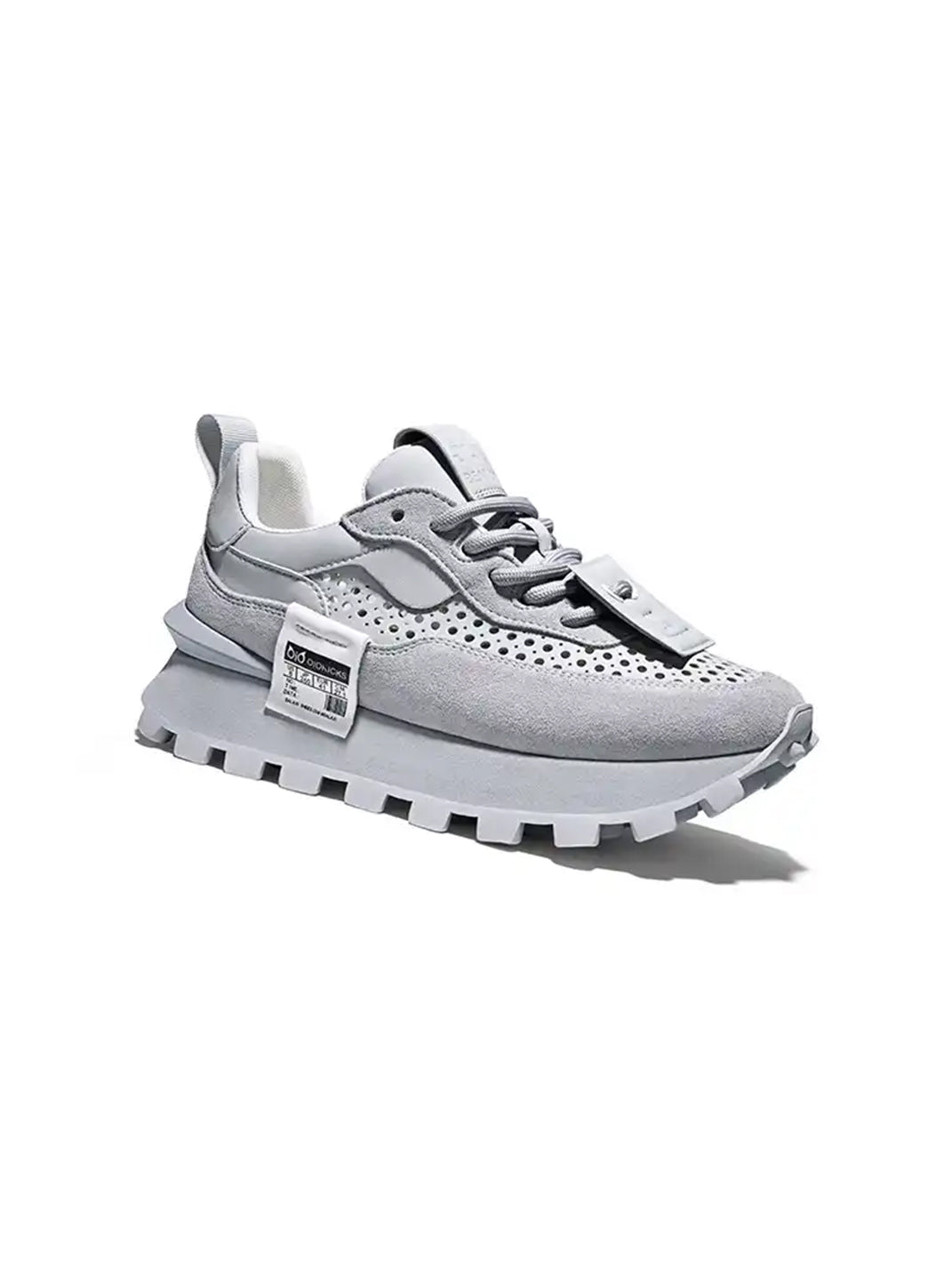 Perforated Leather Platform Casual Shoes - View 6