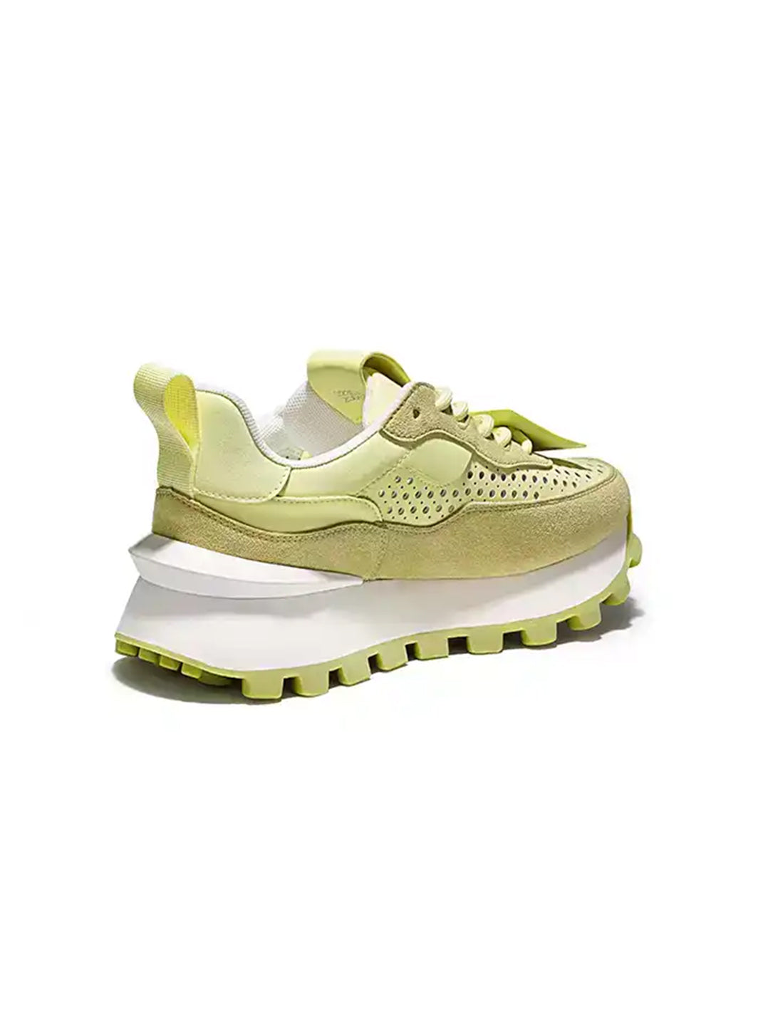 Perforated Leather Platform Casual Shoes - View 15
