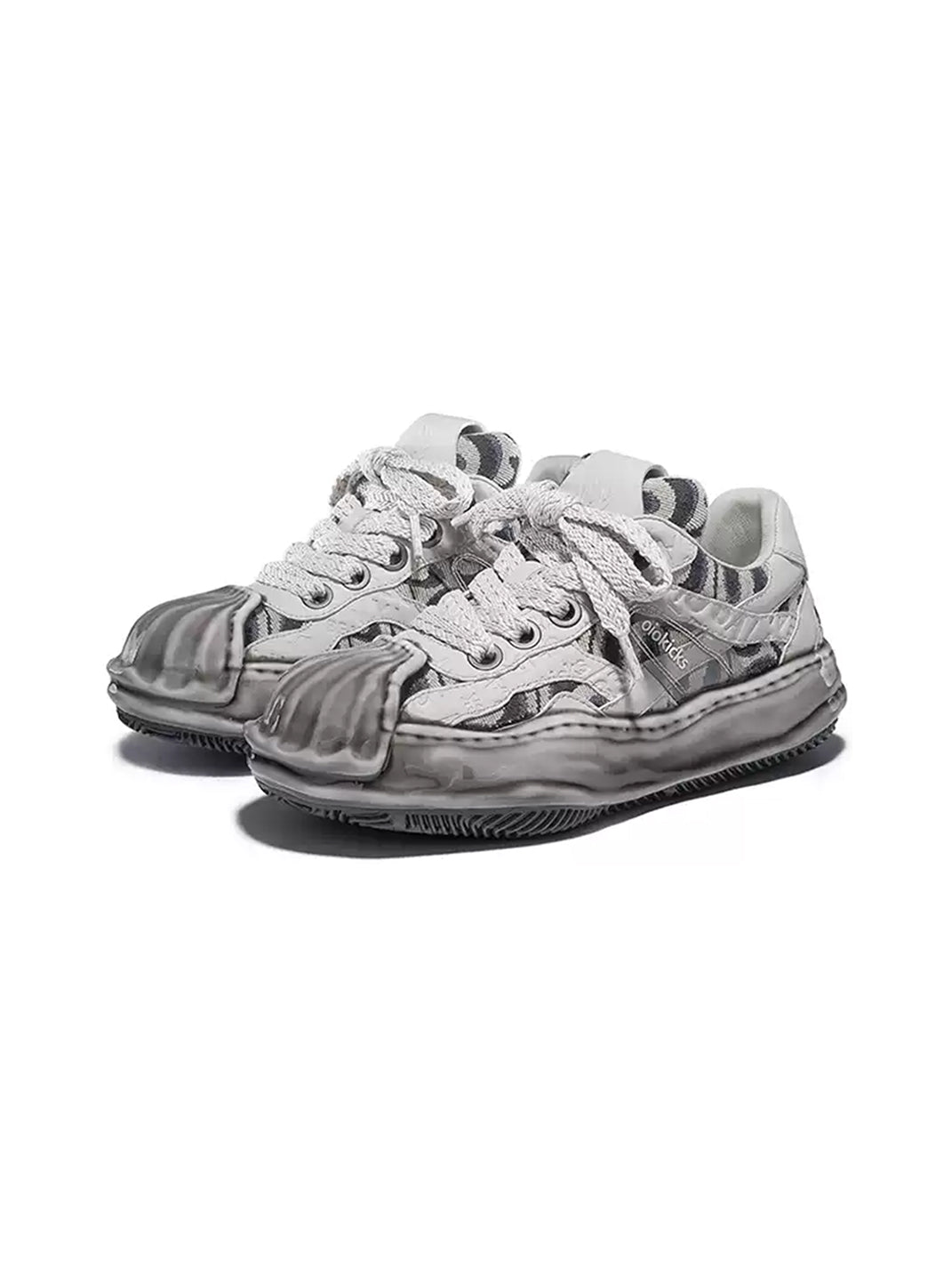 Distressed Shell-Toe Leather Skate Sneakers - View 4