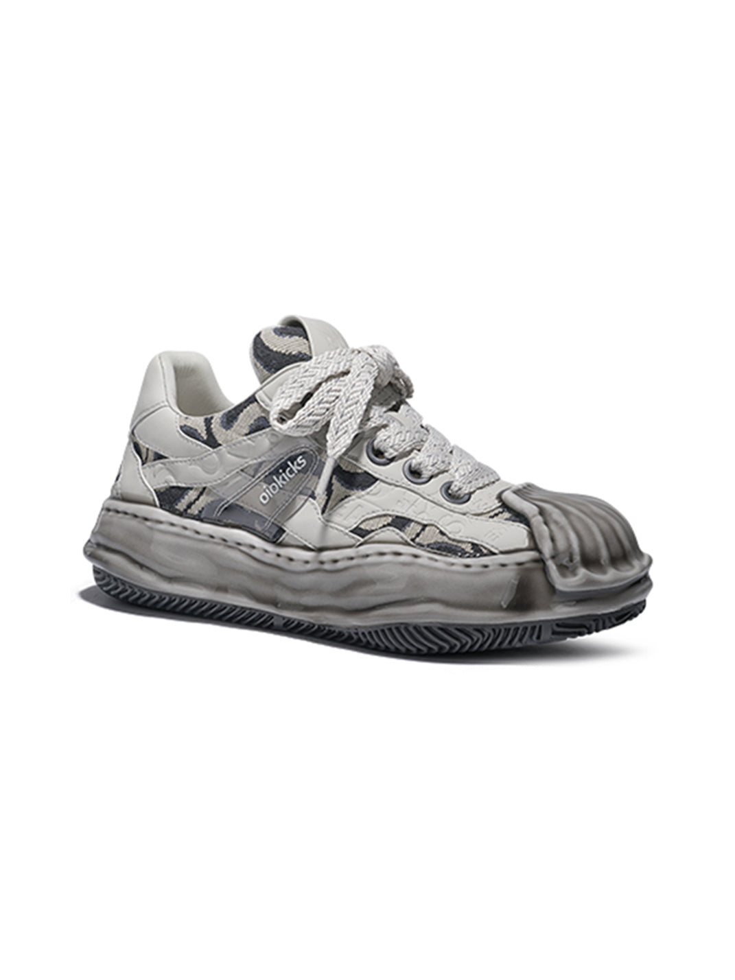 Distressed Shell-Toe Leather Skate Sneakers - View 5