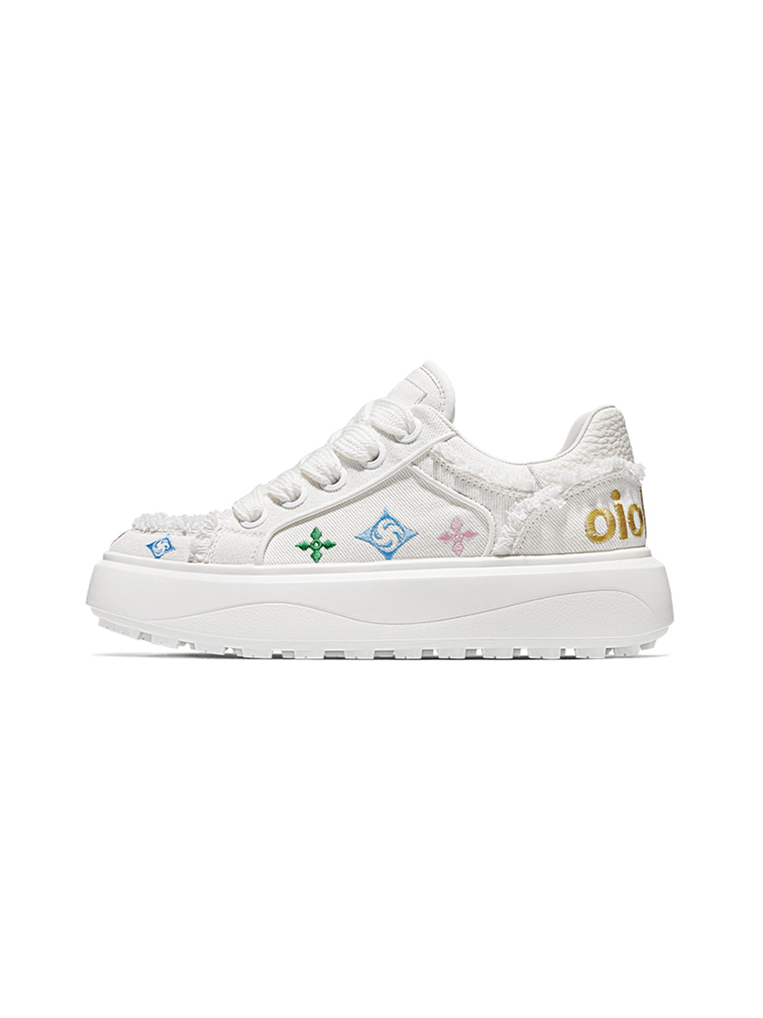 Embossed Multicolor Platform Skate Sneakers - View 5