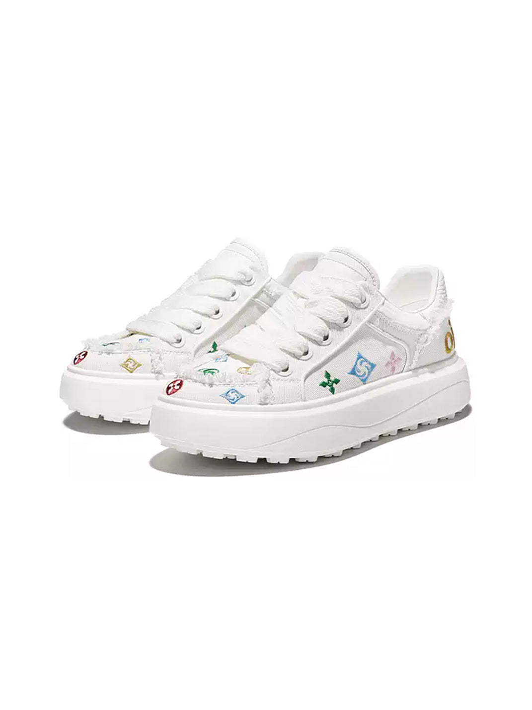 Embossed Multicolor Platform Skate Sneakers - View 8