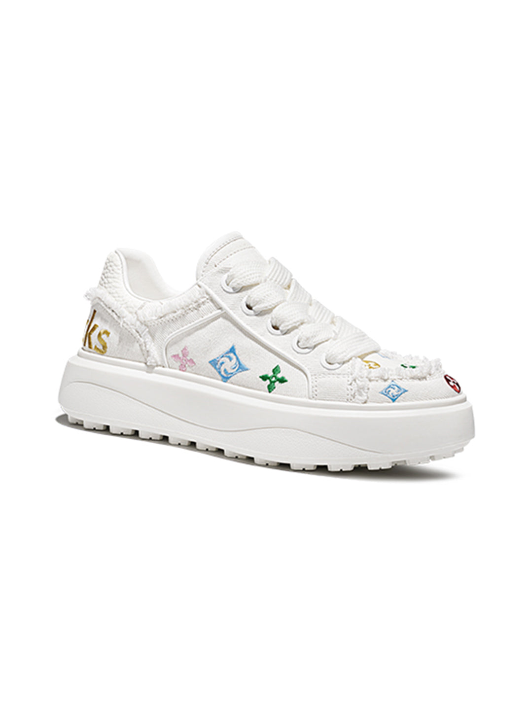Embossed Multicolor Platform Skate Sneakers - View 9