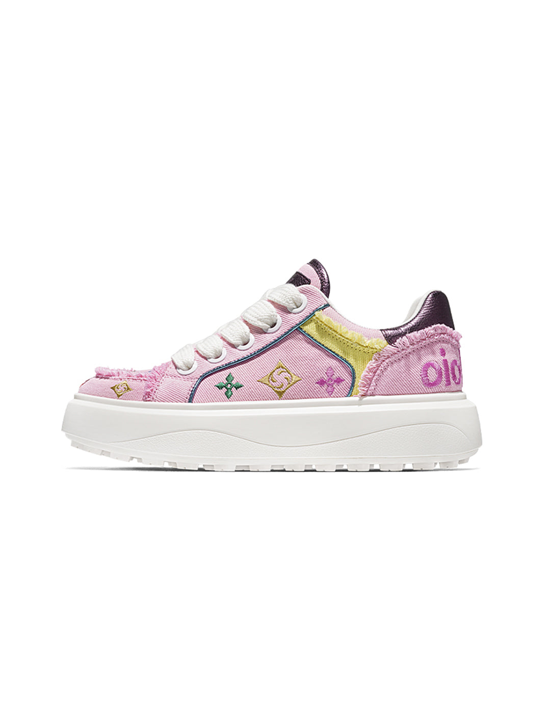 Embossed Multicolor Platform Skate Sneakers - View 11
