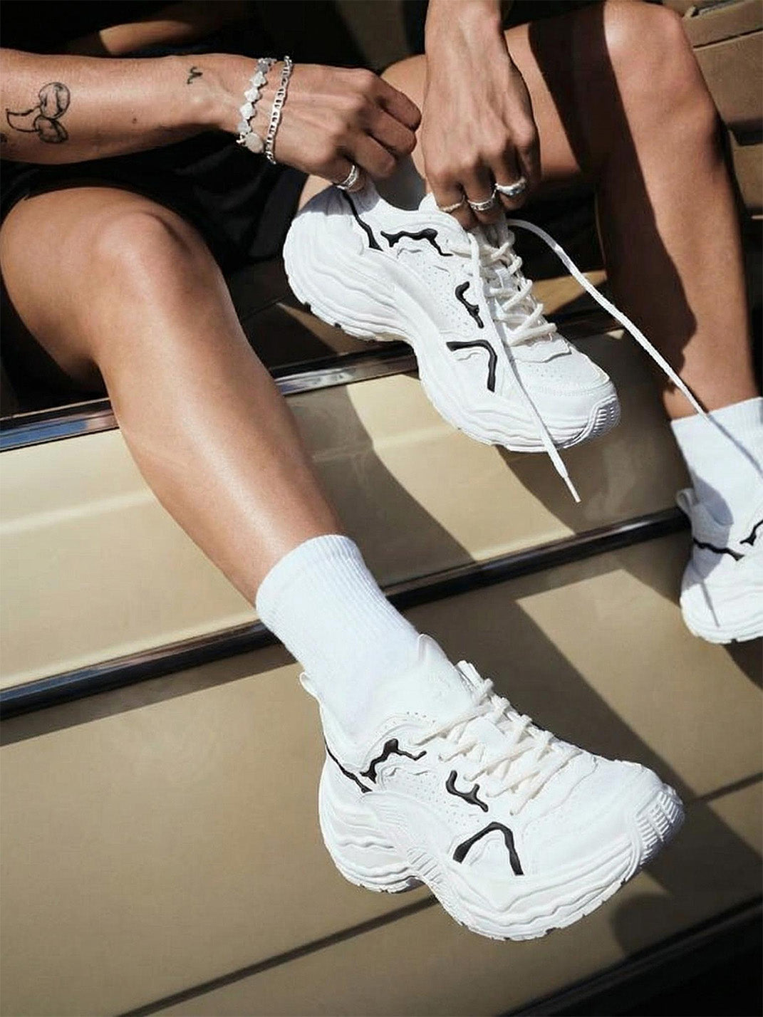 Flux Form Sculpted Leather Sneakers - View 2
