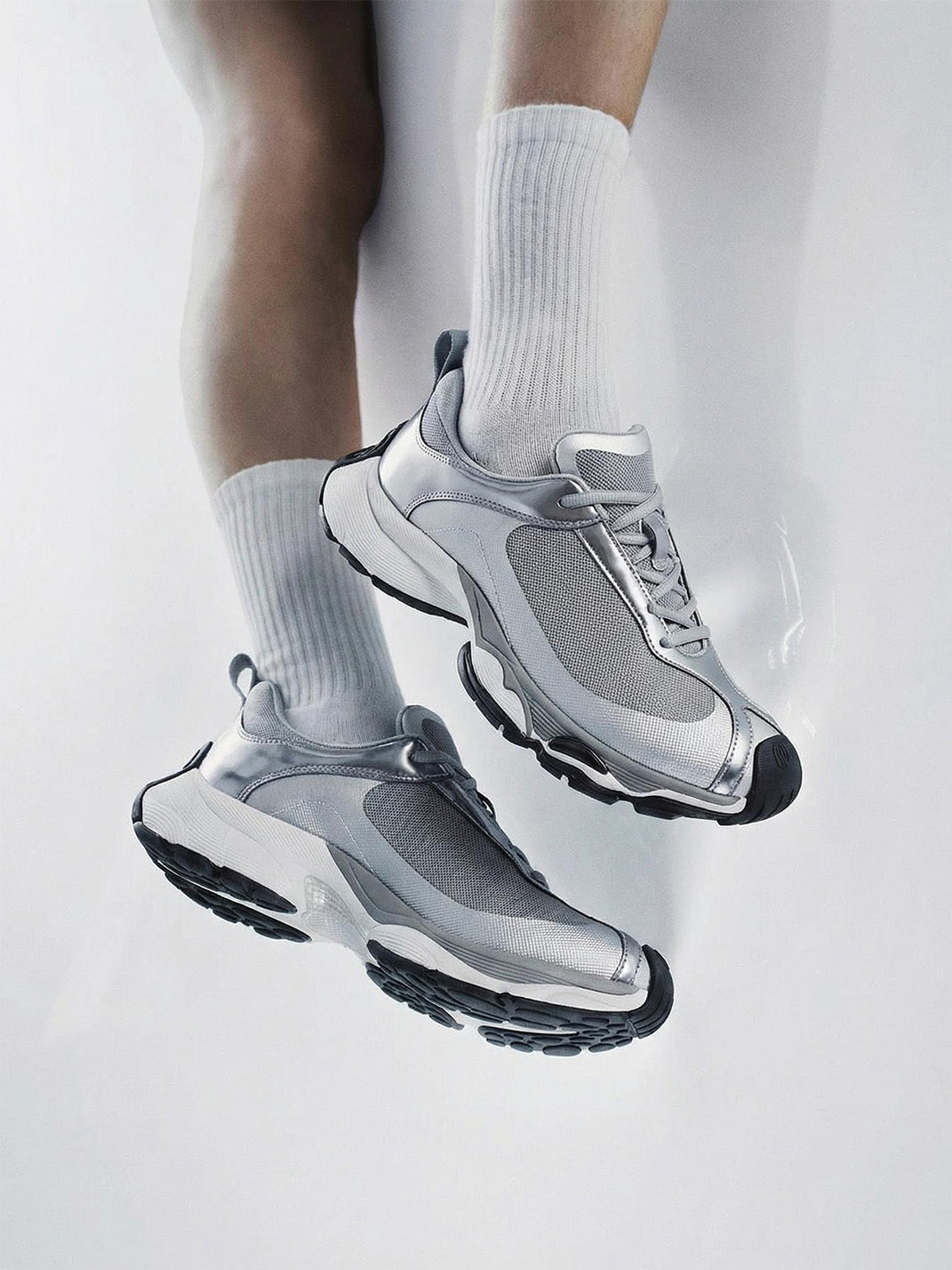 Metallic Split-Toe Technical Runner Sneakers - View 5