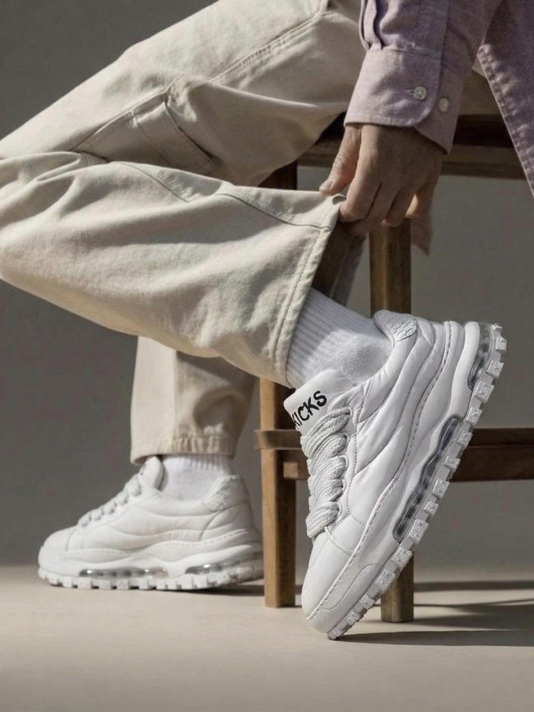 Ripple-Sole Leather Trail Runner Sneakers - View 2