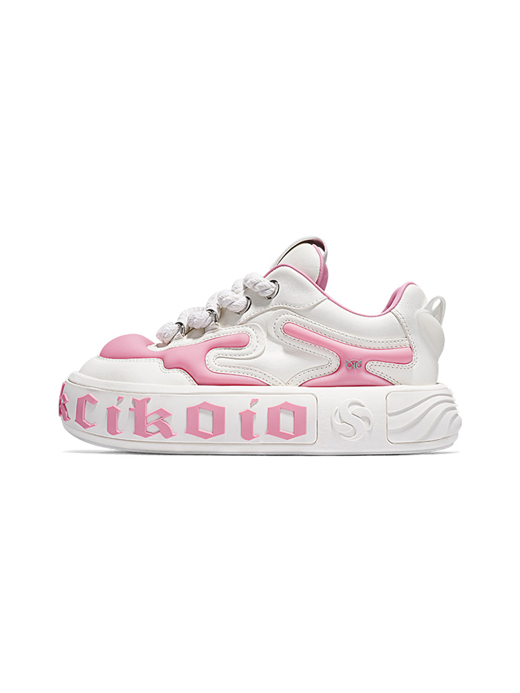 Wavy-Sole Leather Platform Skate Sneakers - View 6