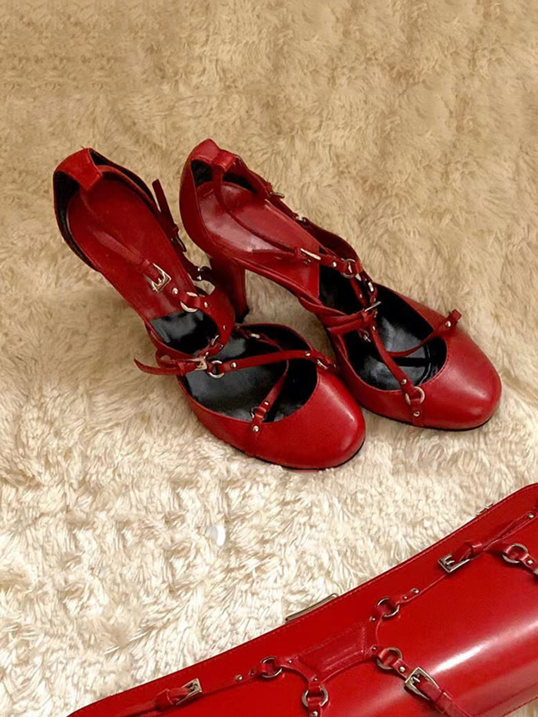 Satin Cross-Strap Round-Toe Heels - View 4