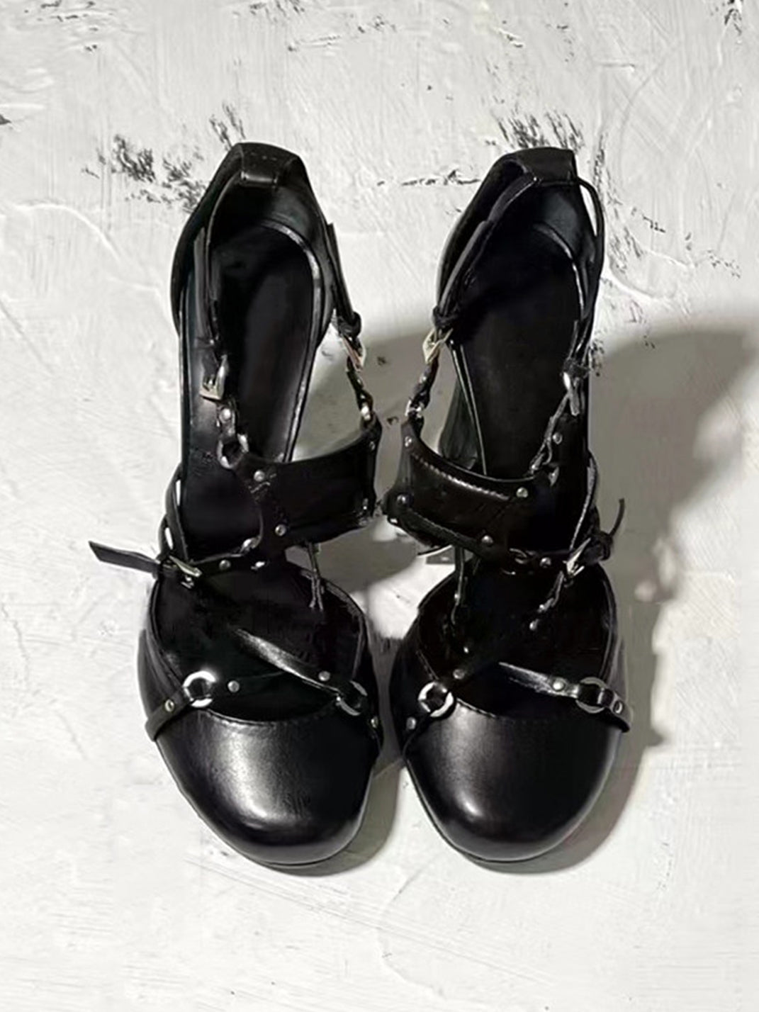 Satin Cross-Strap Round-Toe Heels - View 5
