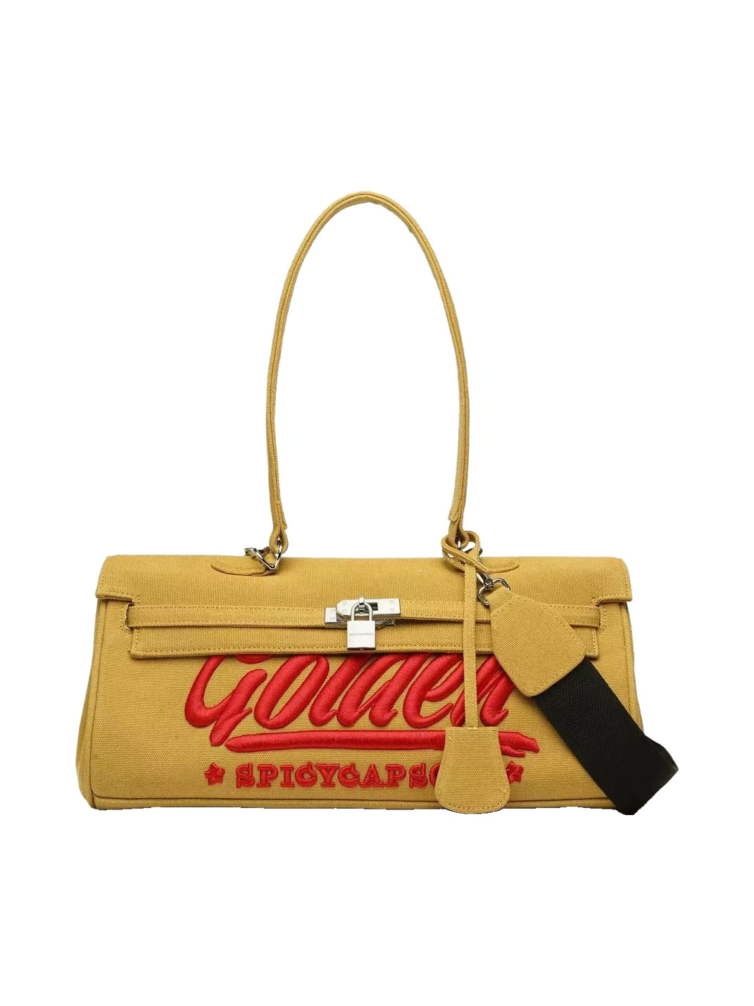 Script-Embroidered Denim Top-Handle Bag — product view 1
