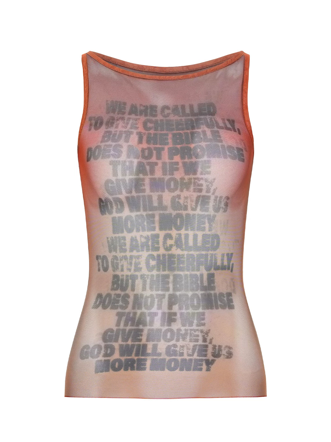 Sepia Gradient Letter-Print Mesh Tank — product view 1