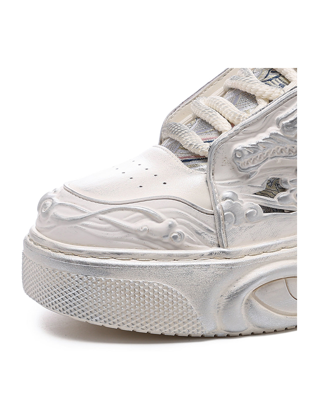 White Dragon Relief Platform Sneakers - View 12