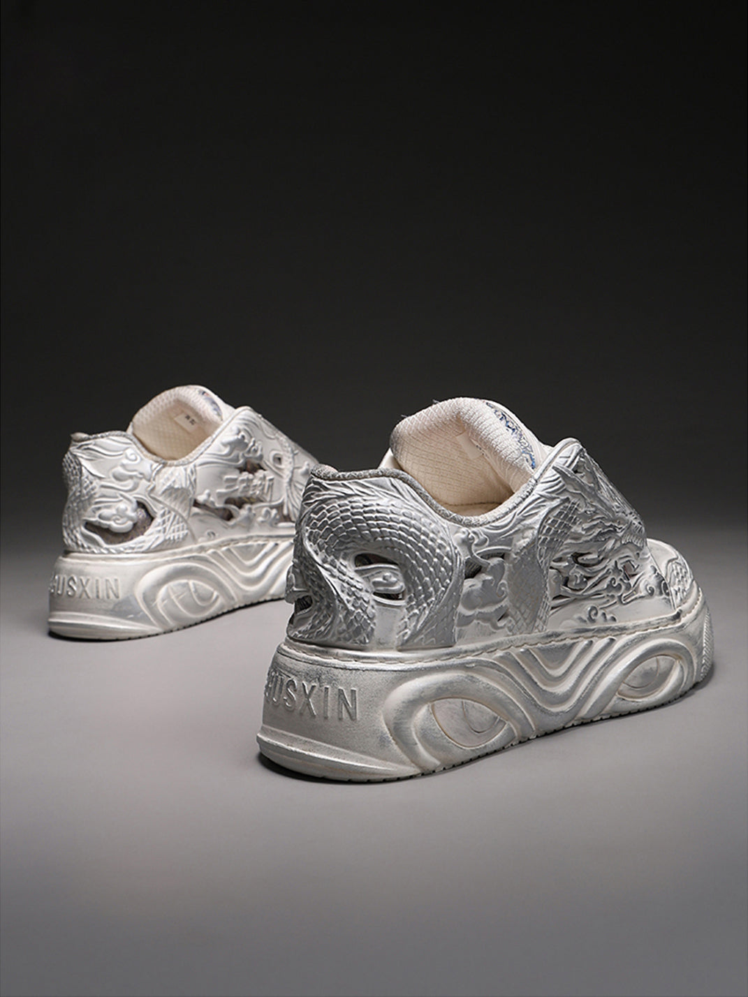 White Dragon Relief Platform Sneakers - View 7