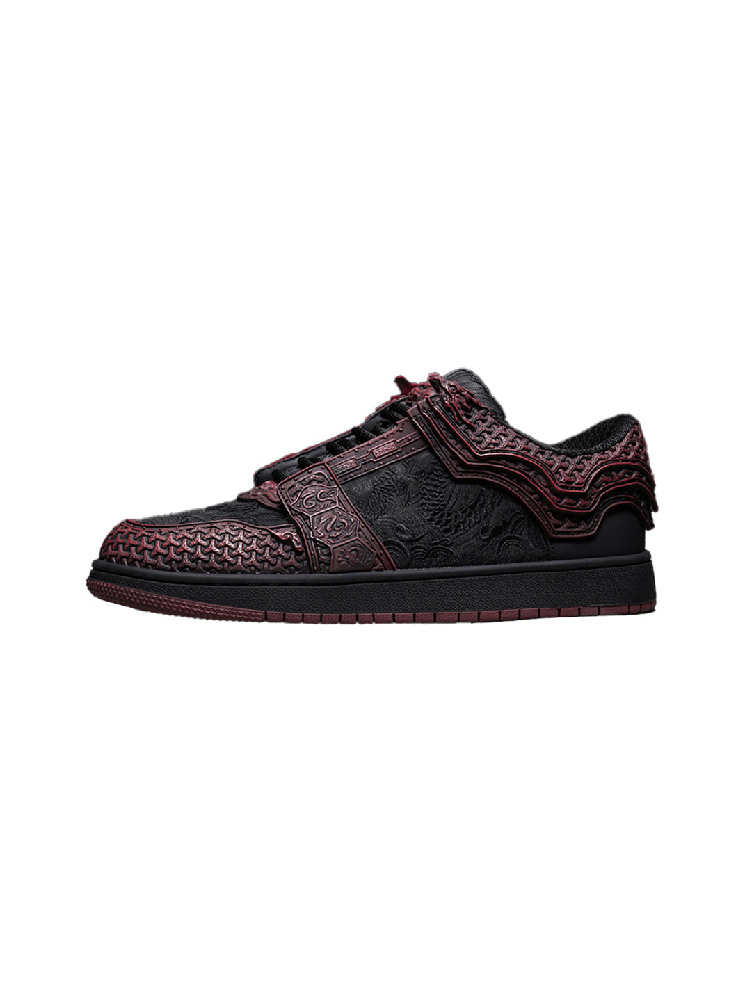 Crimson Jin Yi Wei Embossed Low-Top Sneakers