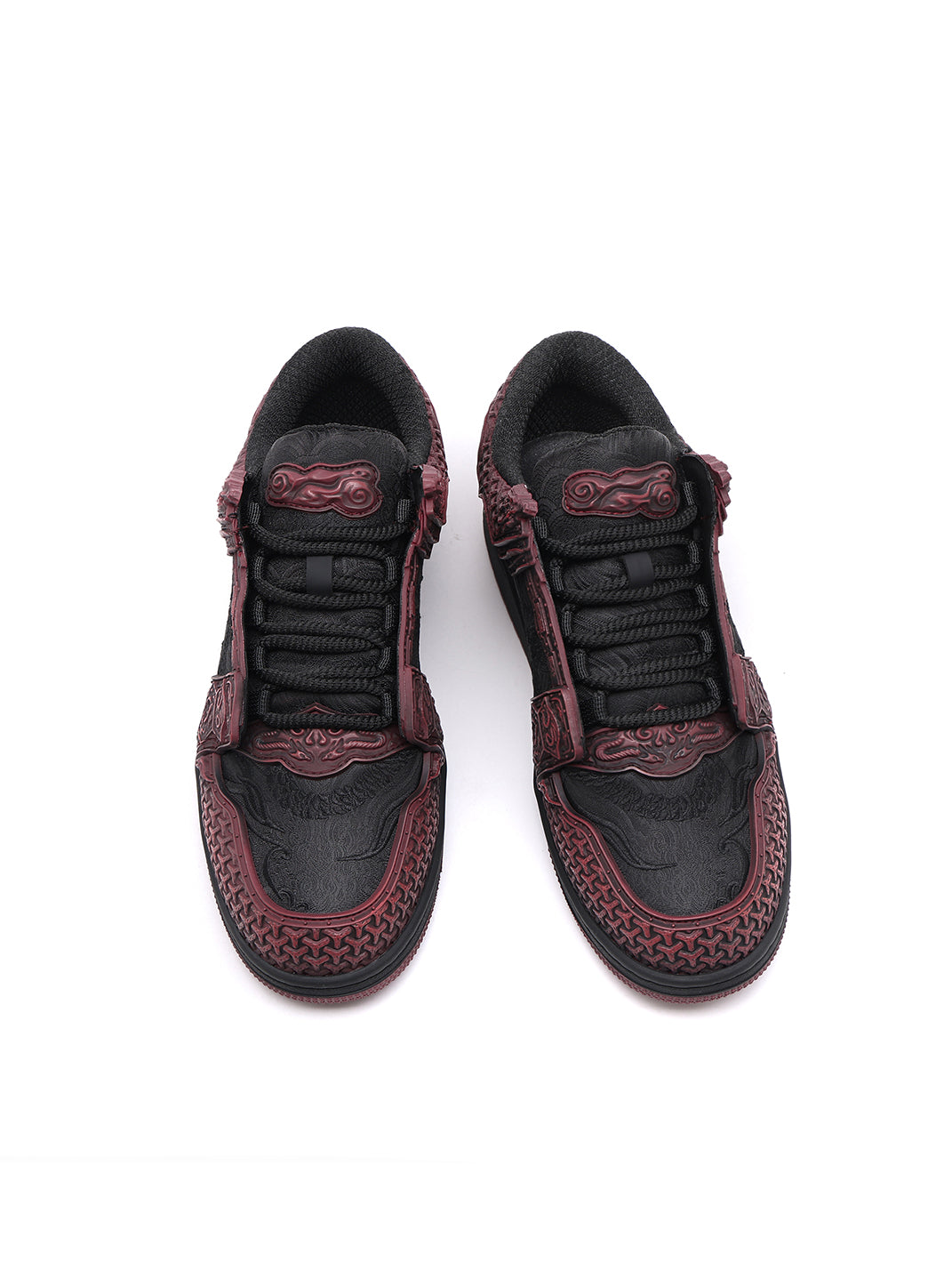 Crimson Jin Yi Wei Embossed Low-Top Sneakers - View 8