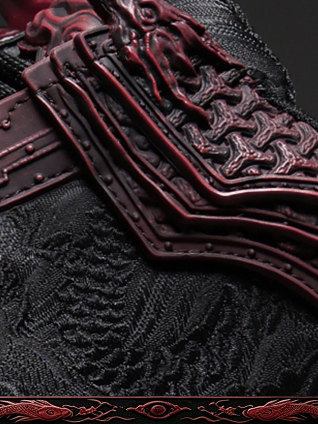 Crimson Jin Yi Wei Embossed Low-Top Sneakers - View 11