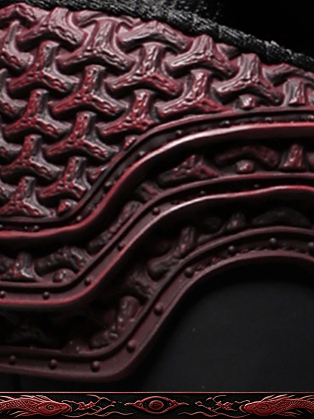 Crimson Jin Yi Wei Embossed Low-Top Sneakers - View 13