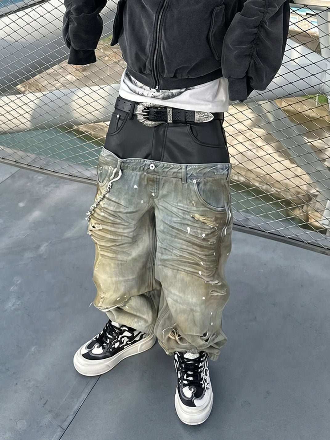 Black White Tai Chi Panda Platform Sneakers - View 3