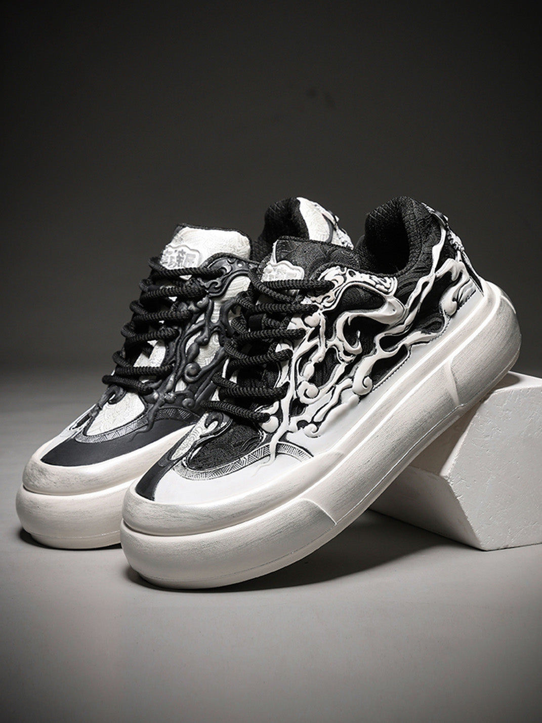 Black White Tai Chi Panda Platform Sneakers - View 5